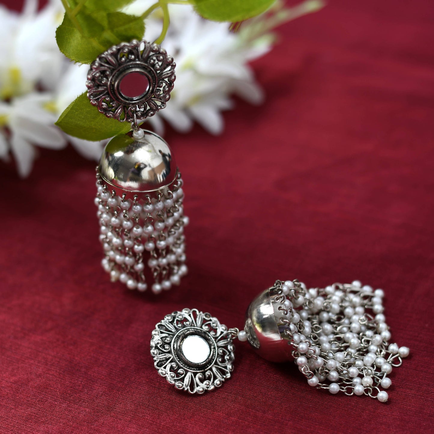 Mominos Fashion Johar Kamal Women's Earrings With Pearls Jhumkas