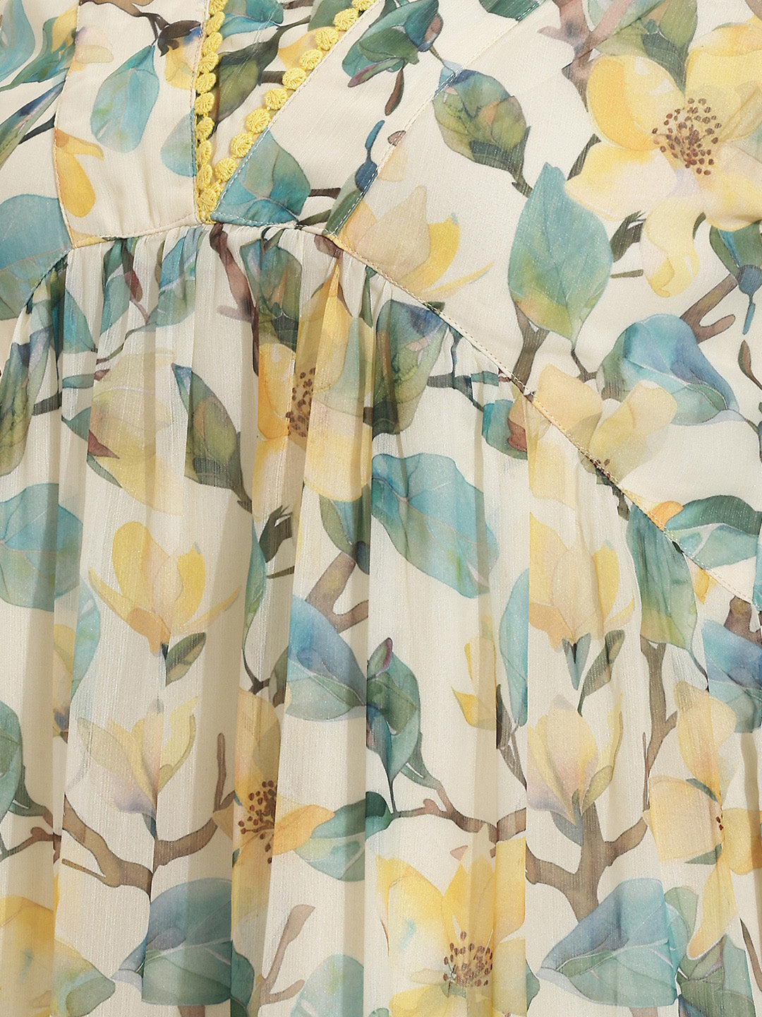 Janasya Yellow Tiered Chiffon Dress