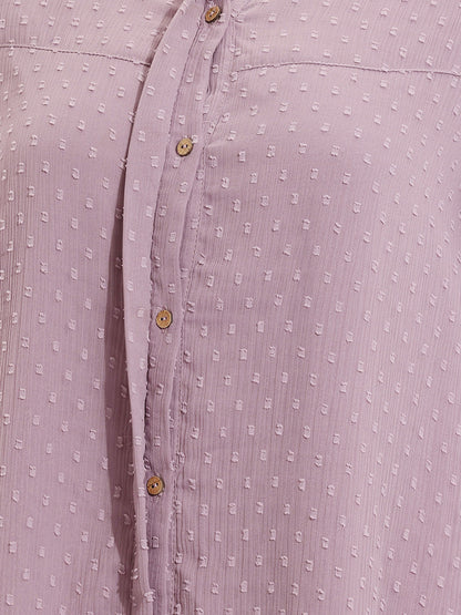 Janasya Lavender A-Line Dobby Chiffon Tunic