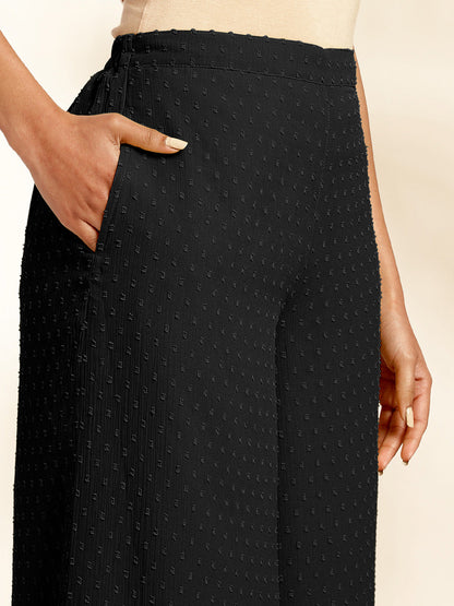 Janasya Black Dobby Chiffon Self Design Co-Ords