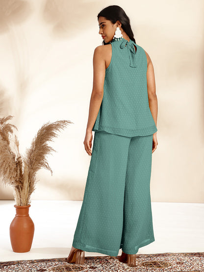 Janasya Sage Dobby Chiffon Self Design Co-Ords
