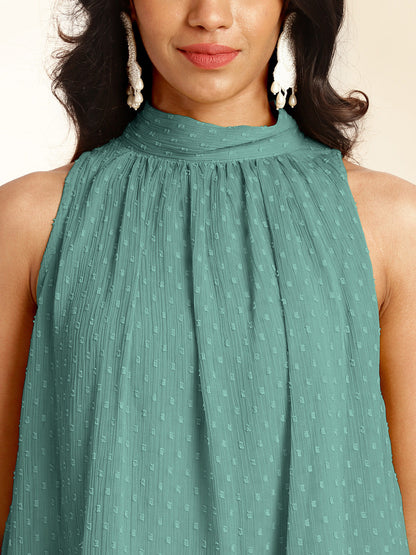 Janasya Sage Dobby Chiffon Self Design Co-Ords