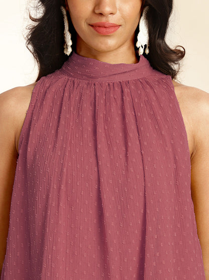 Janasya Coral Dobby Chiffon Self Design Co-Ords