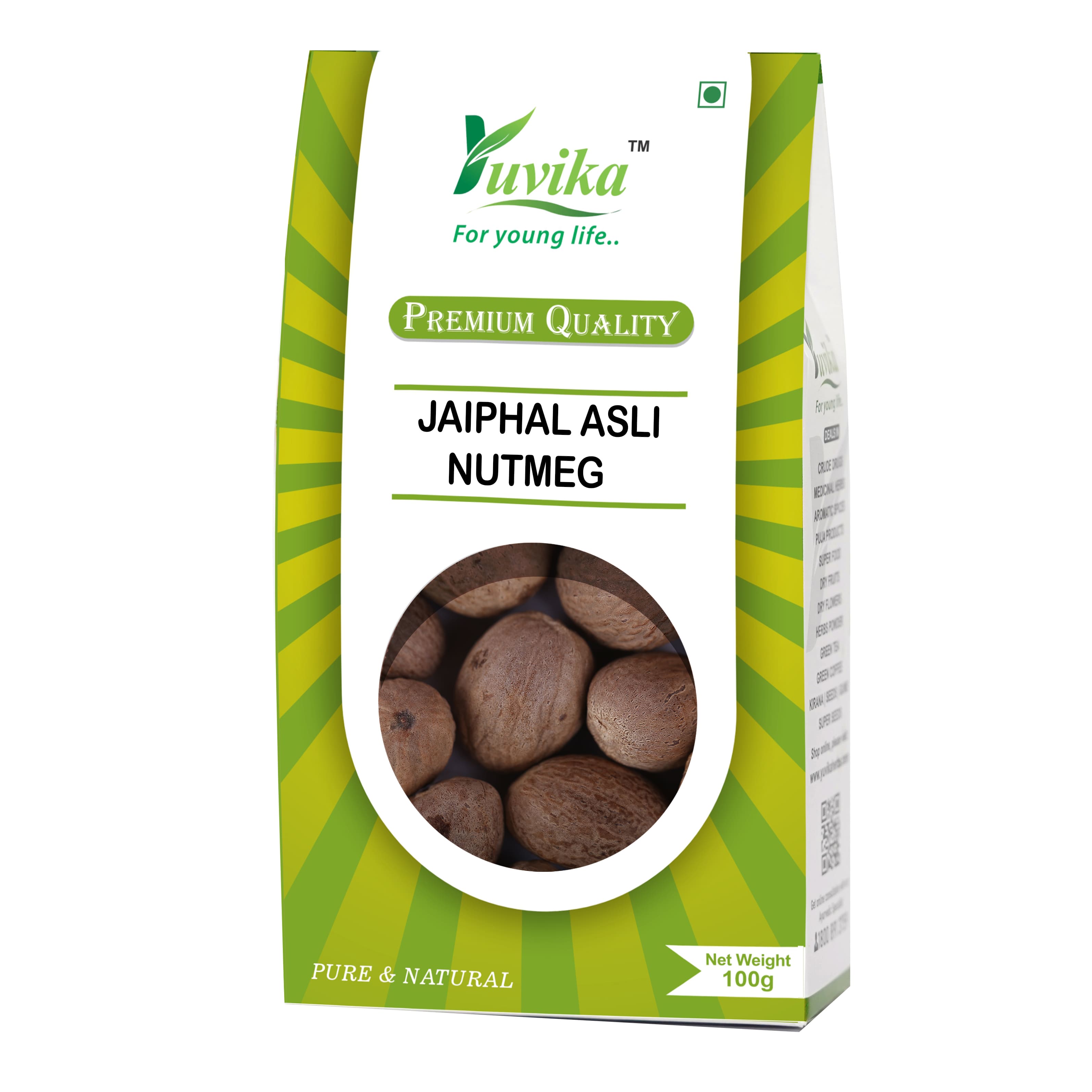 Yuvika Jaiphal Asli - Jathikai - Myristica fragrans - Nutmeg - 100gms