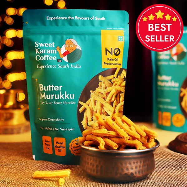 Sweet Karam Coffee Butter Murukku (Benne Murukku)