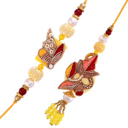 trueBrowns X Voylla Faux Pearls And Kundan Gems Bhaiya Bhabhi Lumba Rakhi