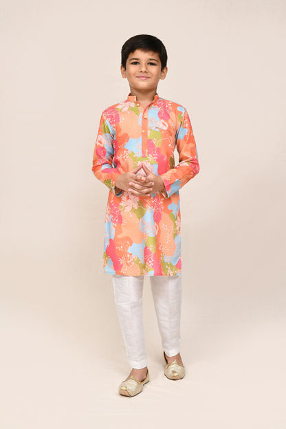 Joban Fashion Linen Cotton Multicolor Kurta With Straight Fit Pant