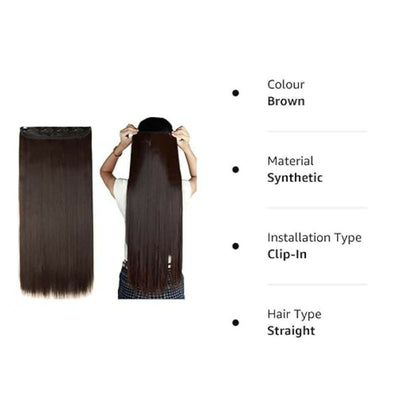 Bronson Professional 24 Clip-In Hair Extensions Dark Brown Straight Hair - Volume - 4