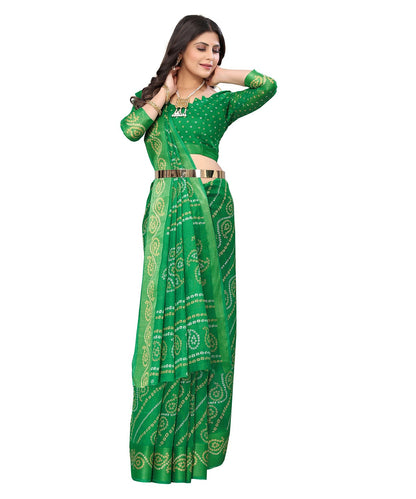 Vamika Linen Jari Border Green Bollywood Style Saree
