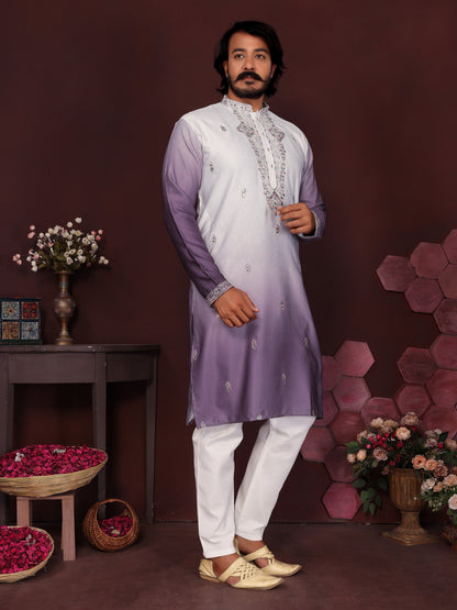 Jyoti Fashion Men's Jamuni Sequins Embroidered Kurta with Pajama