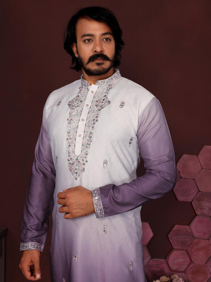 Jyoti Fashion Men's Jamuni Sequins Embroidered Kurta with Pajama