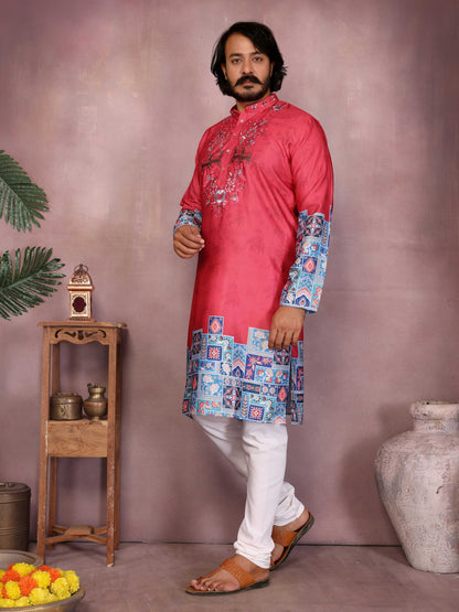Jyoti Fashion Men's Gajri Sequins Embroidered Kurta with Pajama