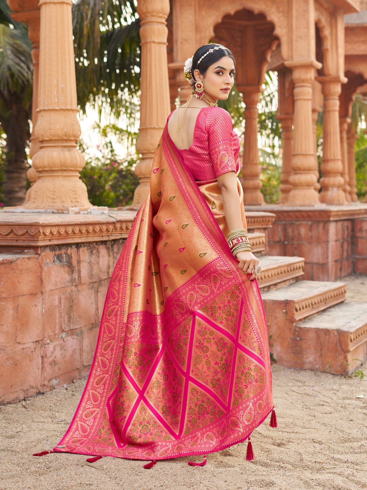 Jyoti Fashion Women's Mustard Soft Banarasi Silk Zari Woven Saree with Blouse
