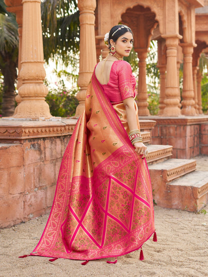 Jyoti Fashion Women's Mustard Soft Banarasi Silk Zari Woven Saree with Blouse