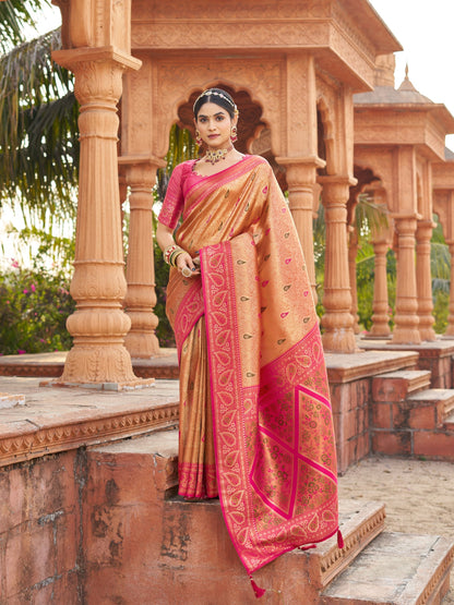 Jyoti Fashion Women's Mustard Soft Banarasi Silk Zari Woven Saree with Blouse