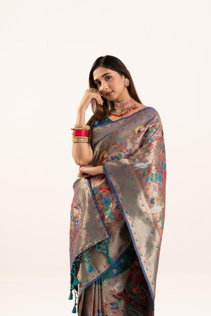 Jyoti Fashion Women's Rama Soft Banarasi Silk Zari Woven Saree with Blouse