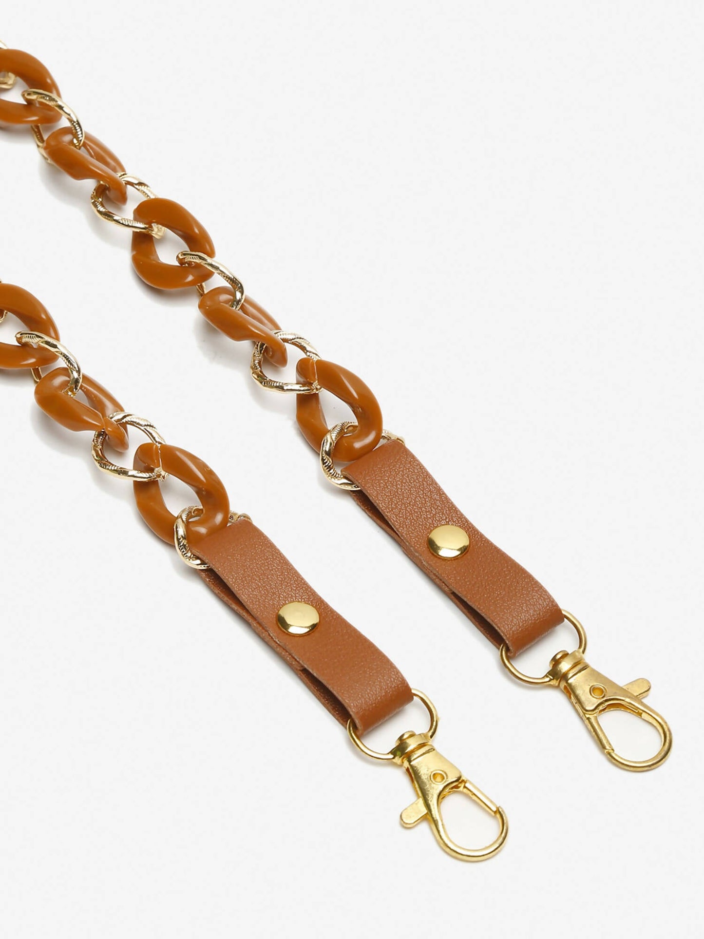 Women's Pack Of 2 Brown Gold Toned Beaded Mask Chains - Ruby Raang