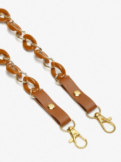 Women's Pack Of 2 Brown Gold Toned Beaded Mask Chains - Ruby Raang