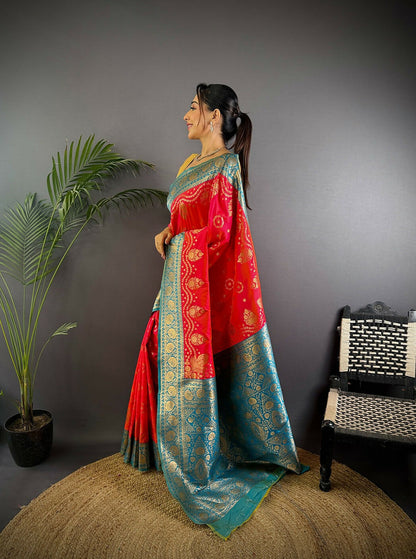 Joban Fashion Turquoise Butti Banarasi Silk Sarees