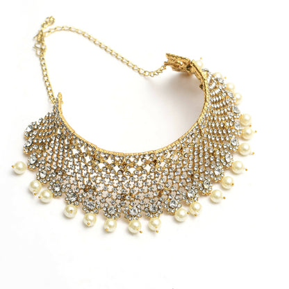 Mominos Fashion Johar Kamal Traditional Rajwadi Design Heavy Golden Necklace Set