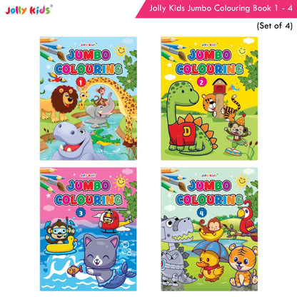 Jolly Kids Jumbo Colouring Books For Kids Set of 4|130 Fun Learnig Images Per Colour Book| Ages 3 - 7 Year