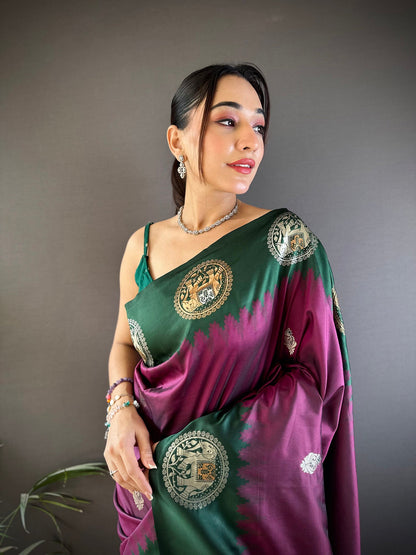 Elora Purple Soft Silk Butti Zari Weaving Work Banarasi Saree