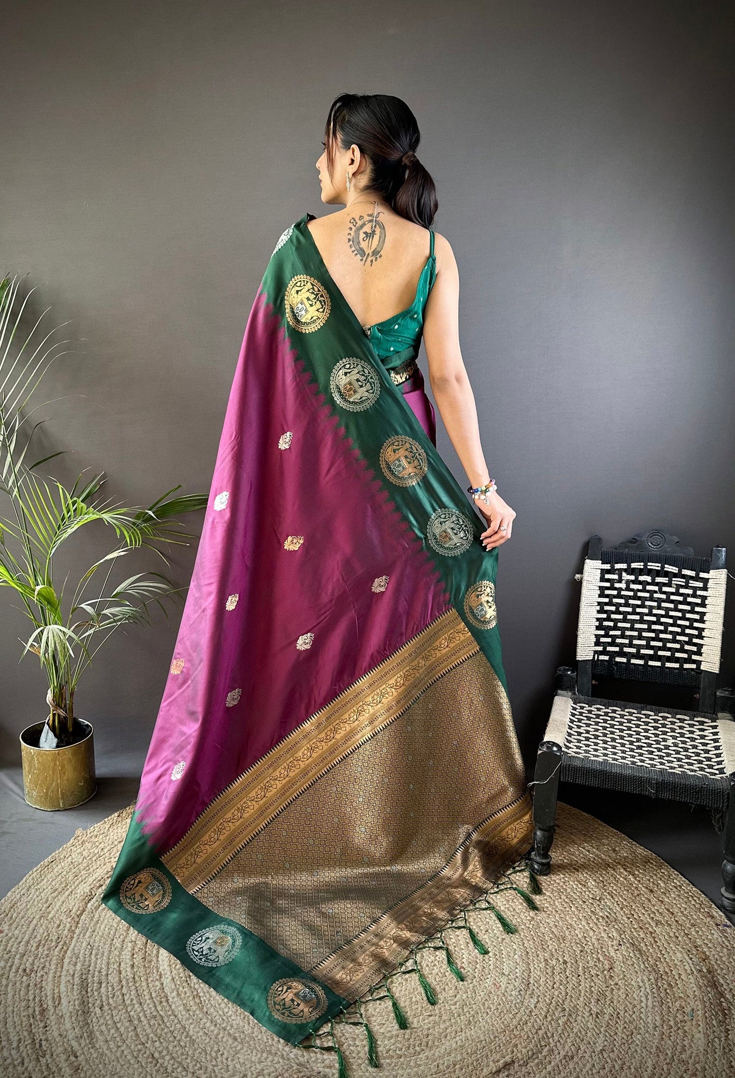 Elora Purple Soft Silk Butti Zari Weaving Work Banarasi Saree