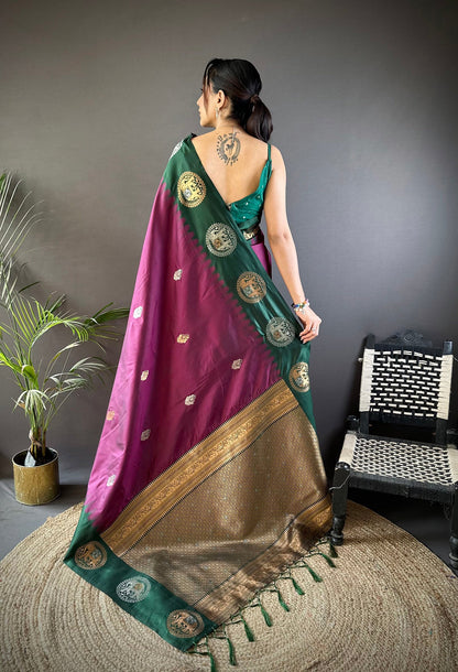 Elora Purple Soft Silk Butti Zari Weaving Work Banarasi Saree