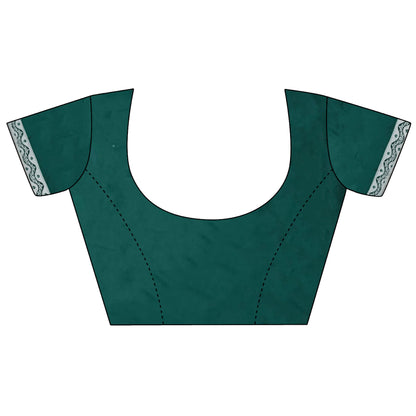 Elora Dark Green Lichi Soft Silk Jacquard Silver Gold Zari Weaving Banarasi Saree