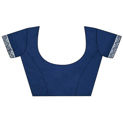 Elora Royal Blue Lichi Soft Silk Jacquard Silver Gold Zari Weaving Banarasi Saree
