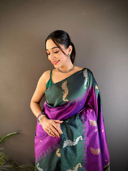 Elora Purple Soft Silk Butti Zari Weaving Banarasi Saree