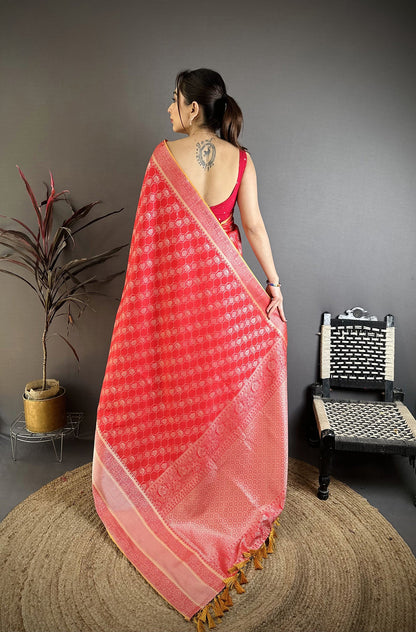 Elora Red Banarasi Silk  Delicate Patterns Kanjivaram Sarees