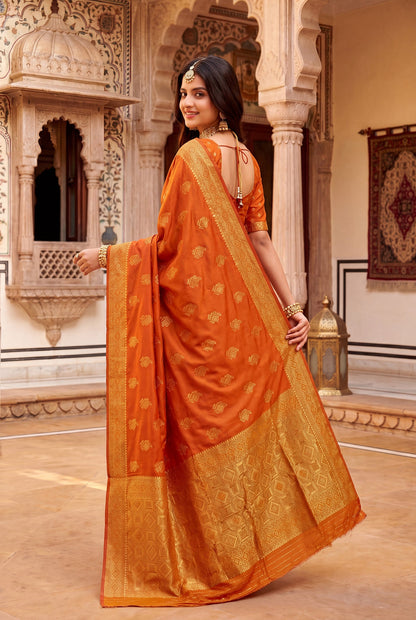 Elora Red Soft Banarasi Silk Woven Designer Saree