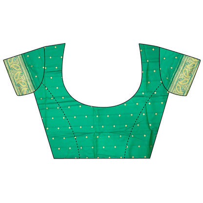 Elora Lime Green Soft Silk Peacock Pattern Zari Weaving Contrast Border Banarasi Saree