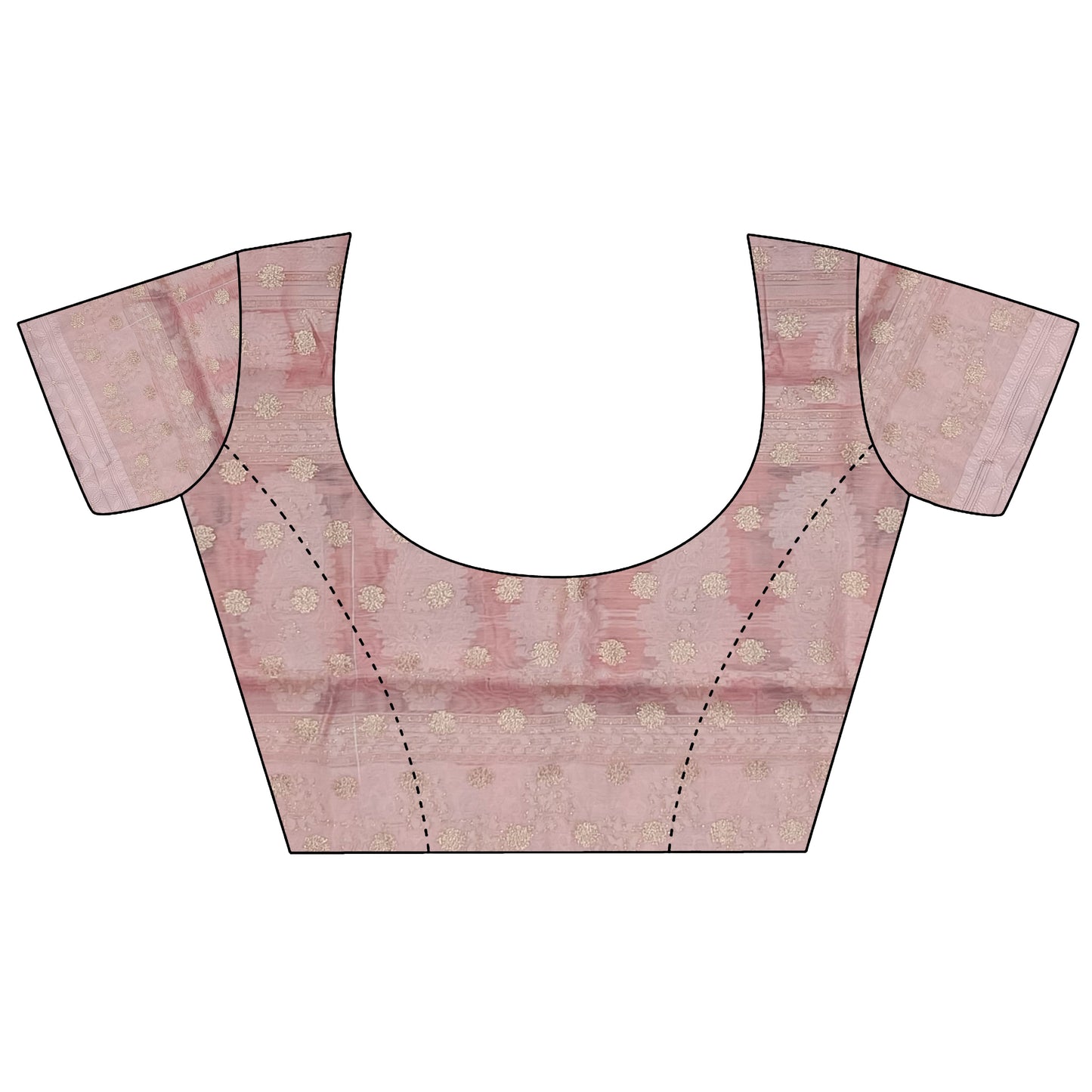 Elora Baby Pink Silk Floral Motifs Coppery Tone Contrast Floral Border Banarasi Saree
