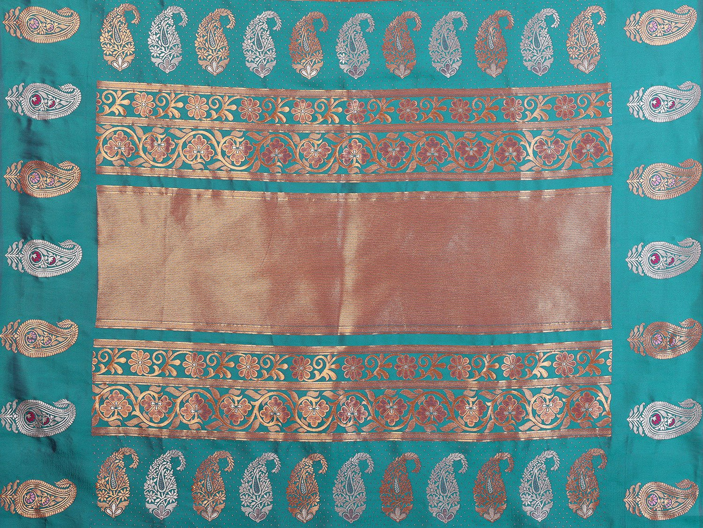 Elora Pink Soft Silk Silver And Golden Zari Weaving Banarasi Saree With Paisley Zari Work Border