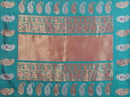 Elora Pink Soft Silk Silver And Golden Zari Weaving Banarasi Saree With Paisley Zari Work Border