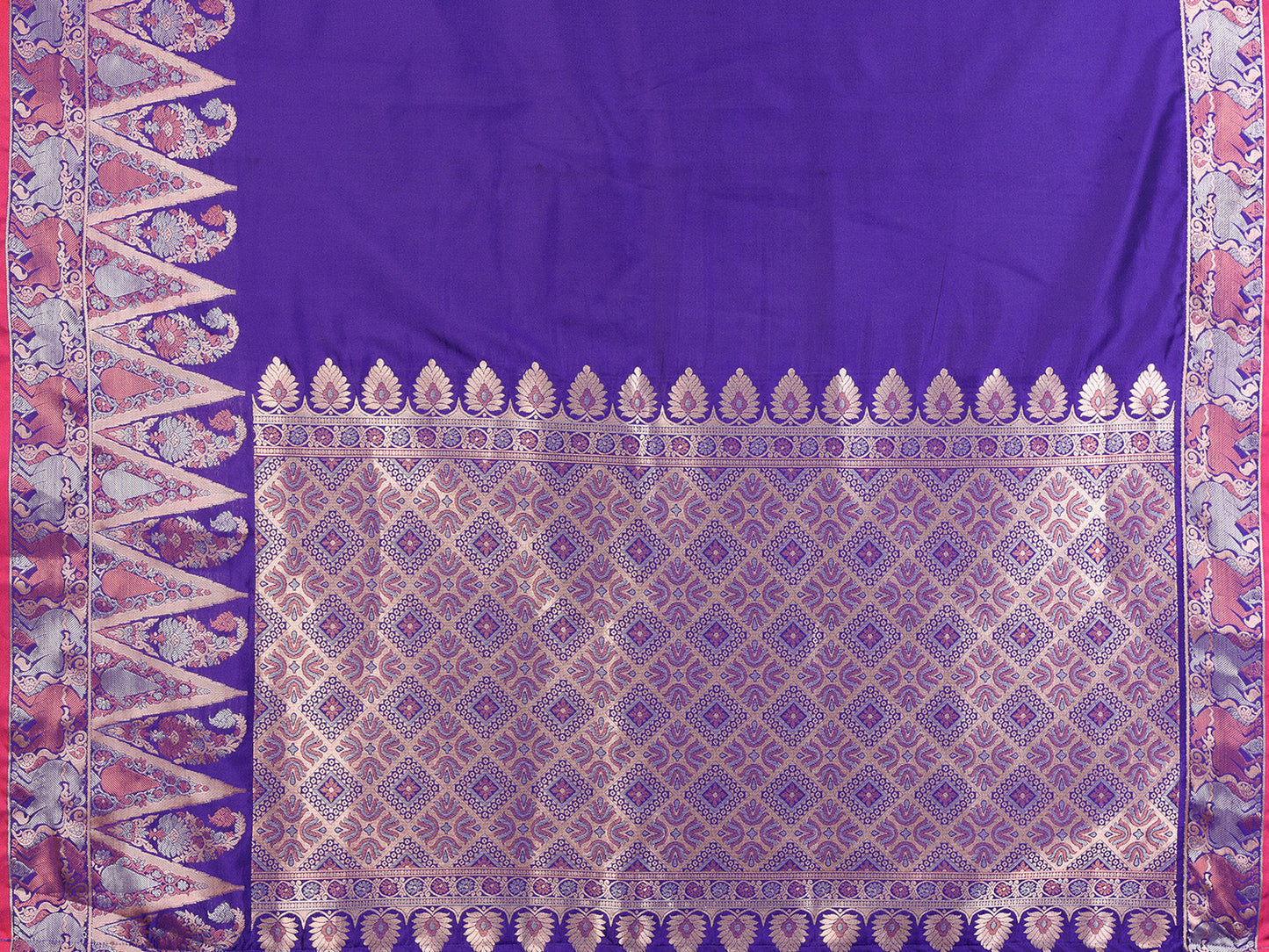 Elora Royal Blue Soft Silk Plain Zari Jacquard Weaving Banarasi Saree With Zari Weaving Border