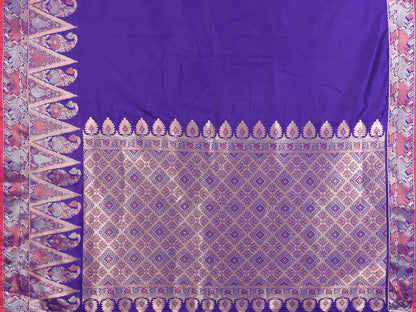 Elora Royal Blue Soft Silk Plain Zari Jacquard Weaving Banarasi Saree With Zari Weaving Border