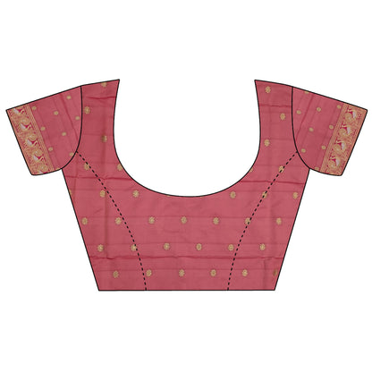 Elora White Soft Silk Floral Butta Zari Weaving Banarasi With Peacock Zari Weaving Border