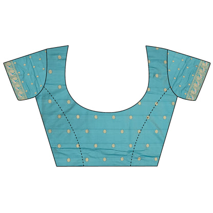 Elora Baby Pink Soft Silk Floral Butta Zari Weaving Banarasi With Peacock Zari Weaving Border