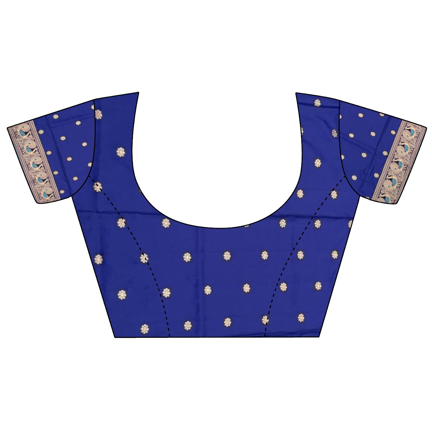 Elora Royal Blue Soft Silk Floral Butta Zari Weaving Banarasi With Peacock Zari Weaving Border