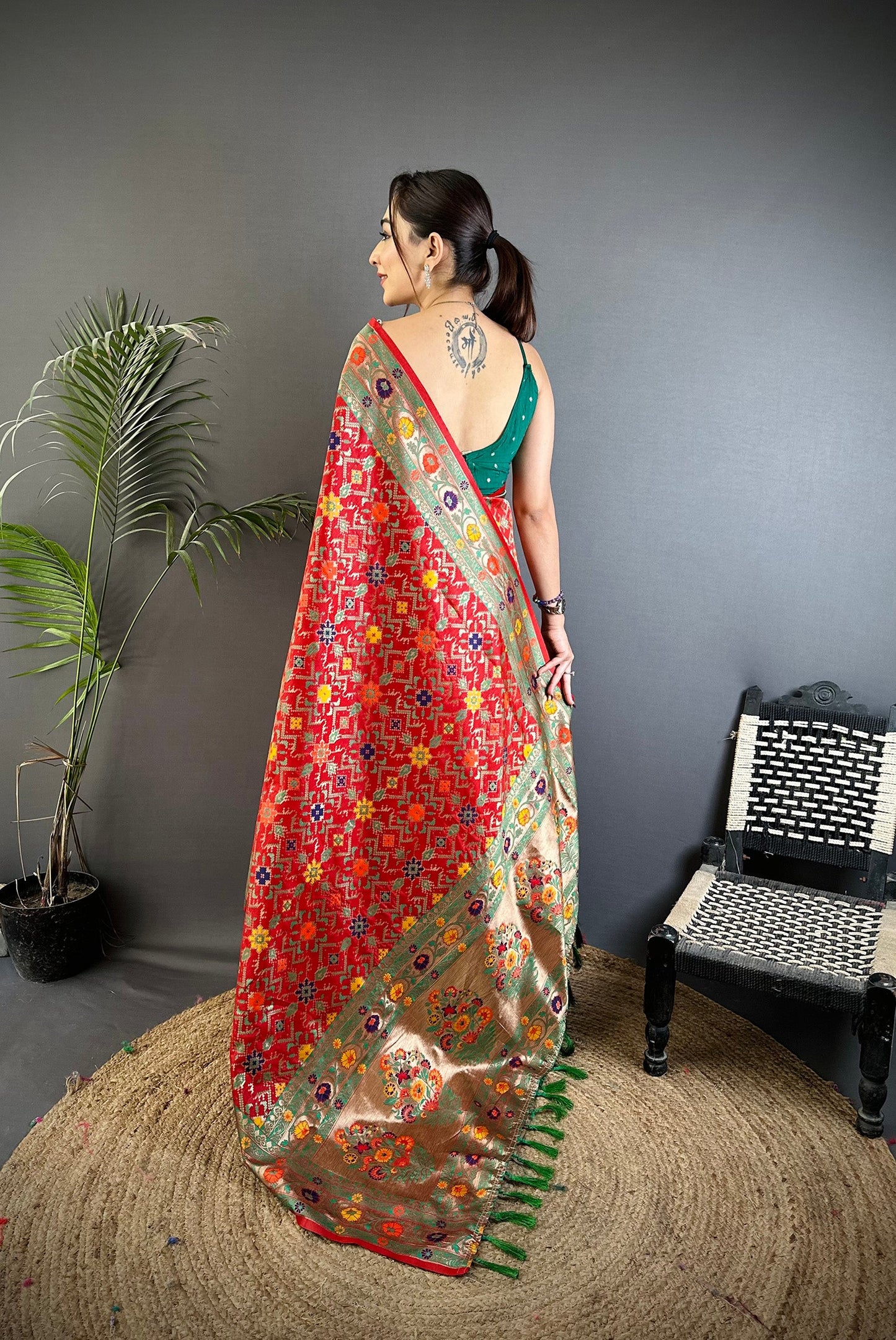 Elora Red Soft Silk Banarasi Zari Woven Saree