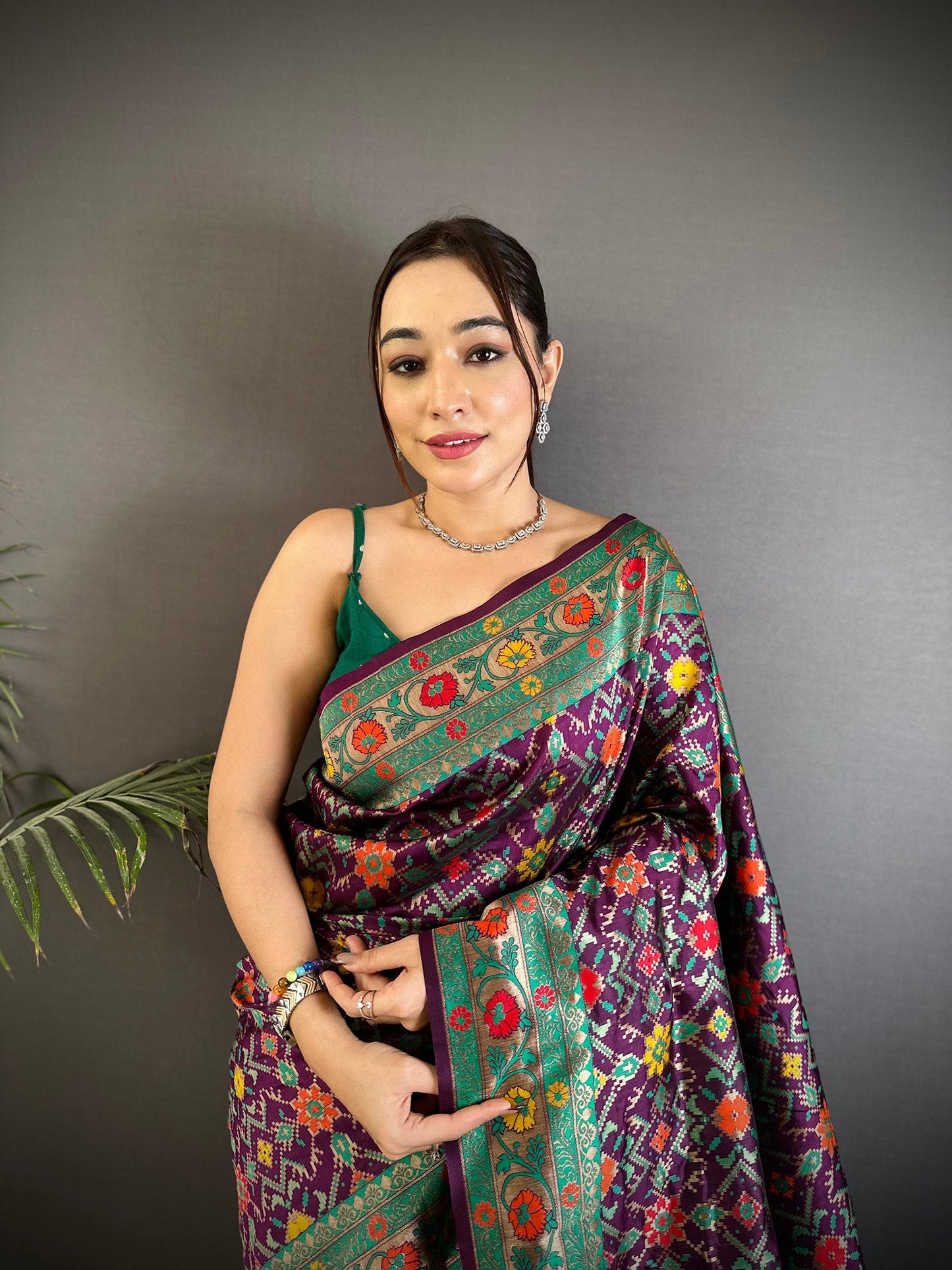 Elora Wine Soft Silk Banarasi Zari Woven Saree