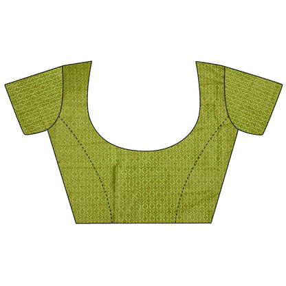 Elora Light Green Soft Lichi Silk Banarasi Khicha Zari Work Saree