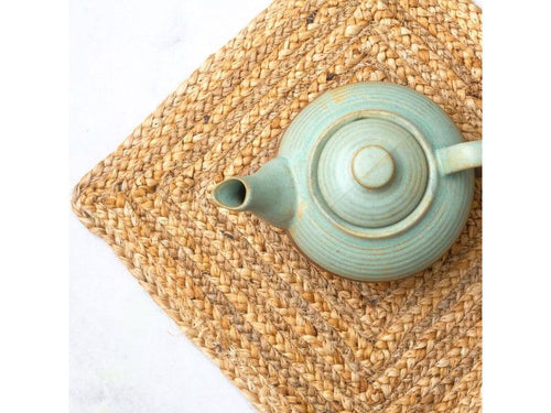 Beige Square Shaped Jute Placemat | 13 Inches | Set of 4,6