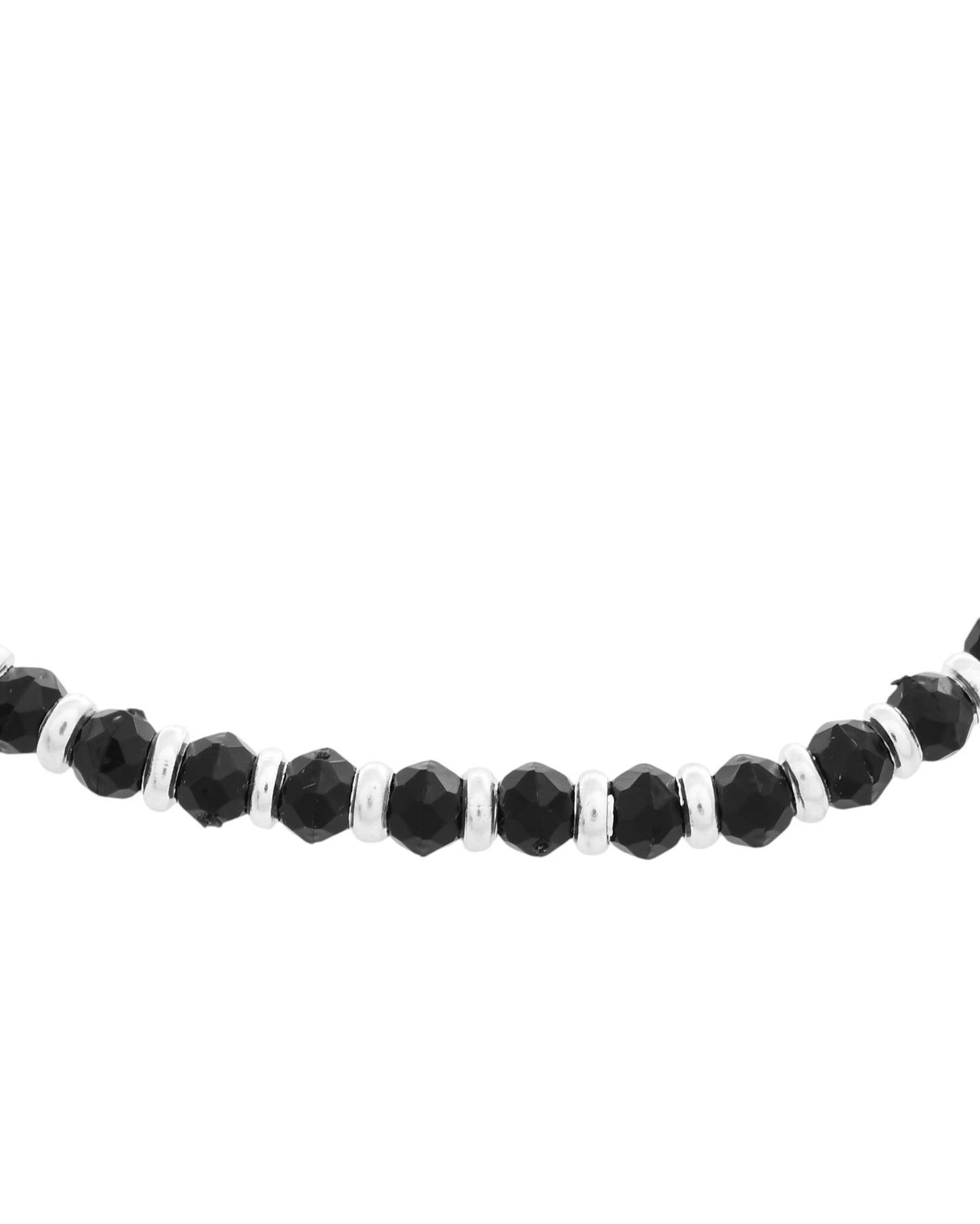 Jewels Nest Elegant Silver-Plated Black Bead Anklet – Traditional & Trendy