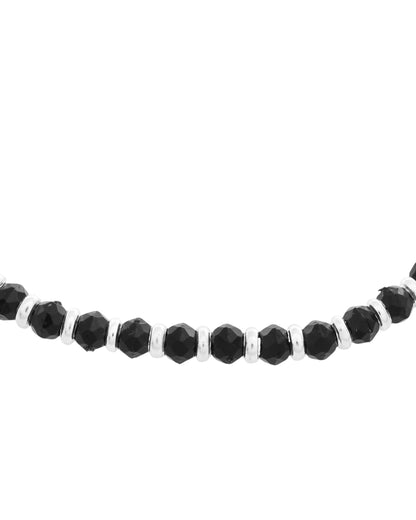 Jewels Nest Elegant Silver-Plated Black Bead Anklet – Traditional & Trendy