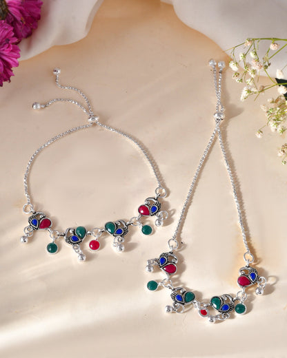 Jewels Nest Stylish Silver-Plated Designer Anklet