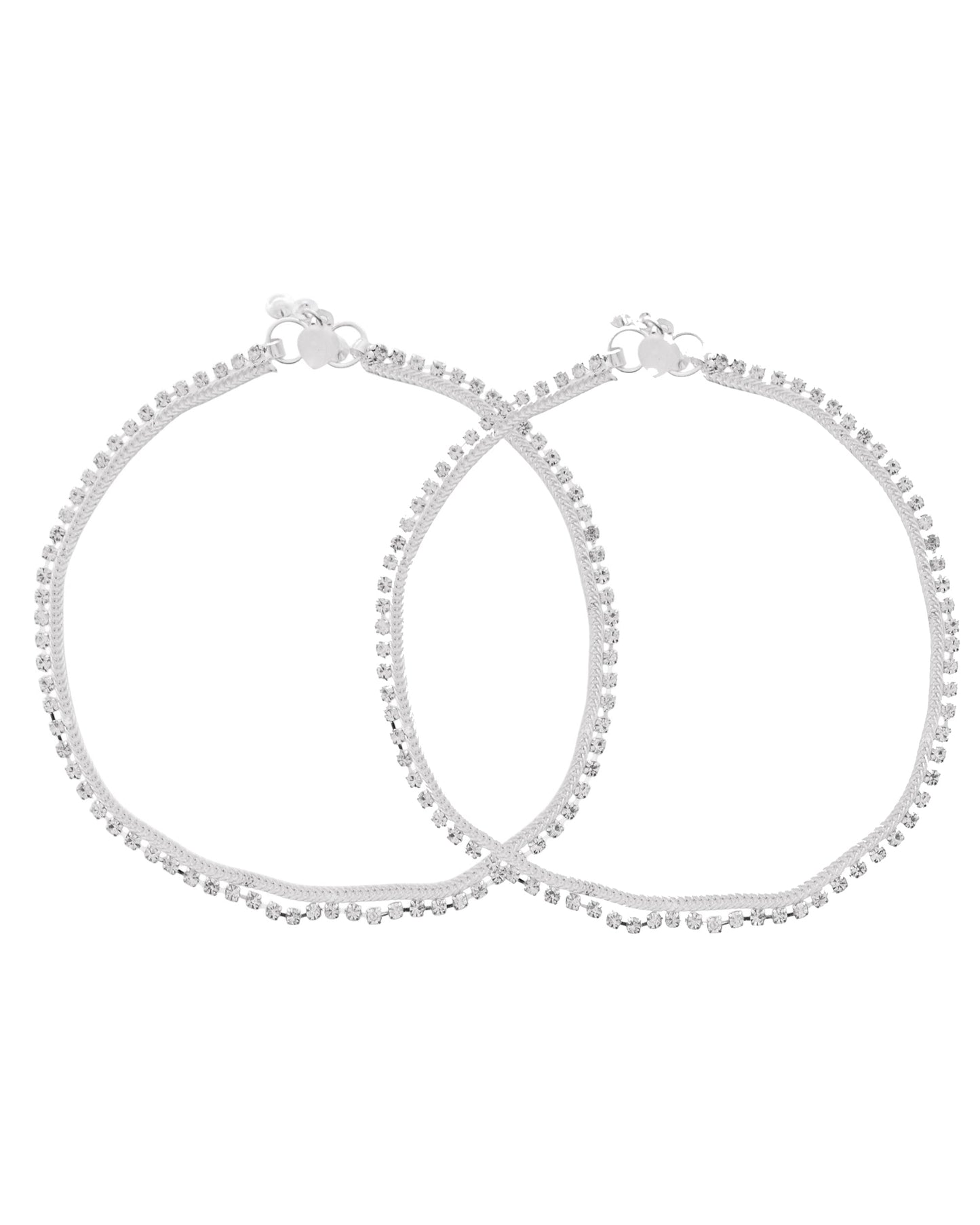 Jewels Nest Elegant Silver-Plated Rhinestone Anklet
